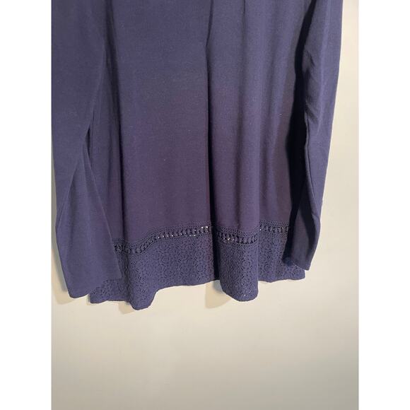 Soft Surroundings Navy Blue Eyelet Lace Detail Long Sleeve Top Size XL - Picture 8 of 9